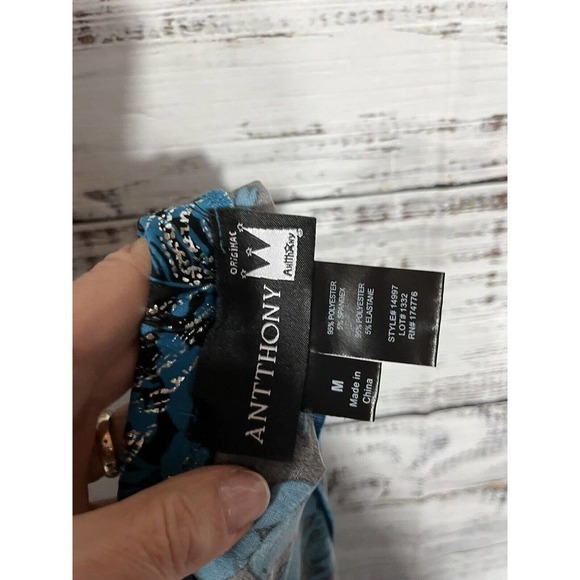 Anthony Skirt size Medium Blue Silver Black Swirls Long A Line Stretch Modest - Picture 12 of 12